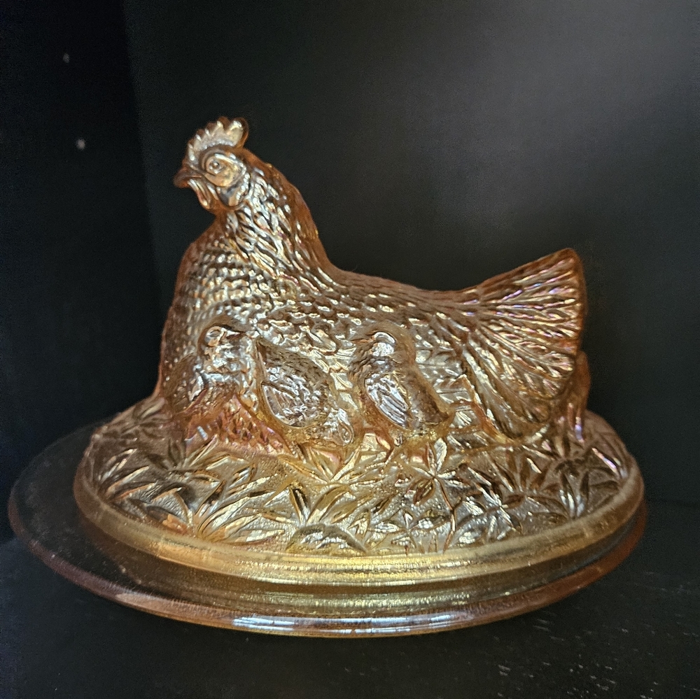 Carnival marigold hen butter dish